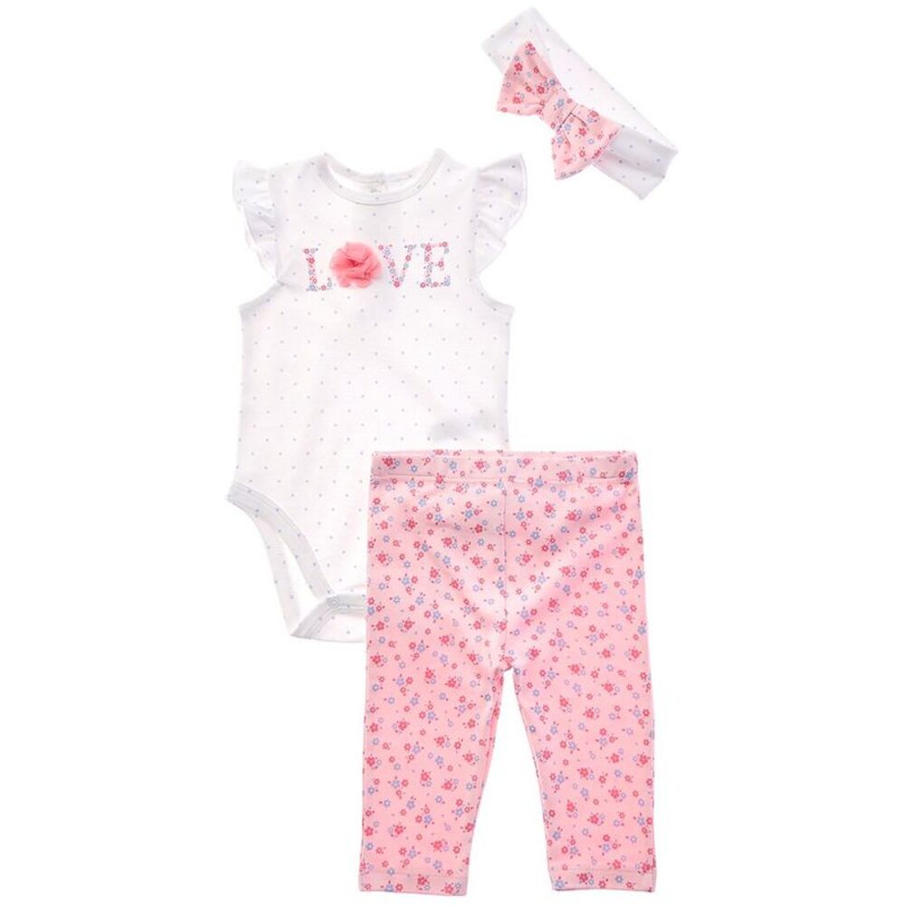 Little Me Love Bodysuit Pant Headband